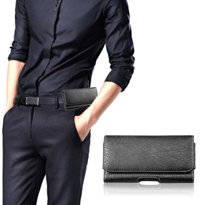 For iPhone 13 Pro Max, 12 /11 Pro Max, Galaxy Note,Motorola Pouch Case, Universal Premium Horizontal PU Leather Case Pouch Holster w/ Magnetic Closure,Belt Clip Holster, Belt Loops & Credit Card Slots Black Phone Case Cover