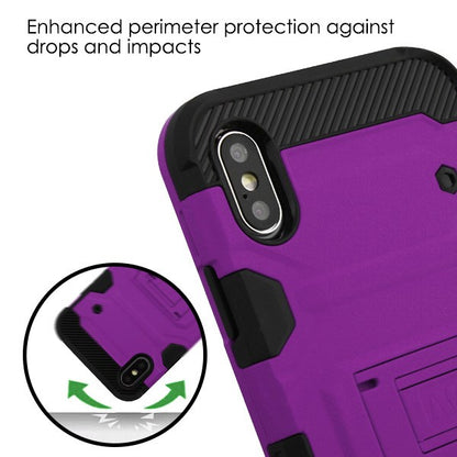 For Apple iPhone XS Max Hybrid Dual Layer Hard PC with Kickstand Shockproof TPU Rugged Stand Purple Phone Case Cover