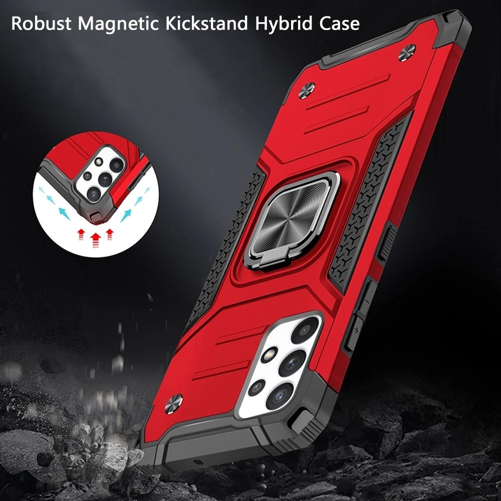 For Samsung Galaxy Note 20 Armor Hybrid with Ring Stand Holder Kickstand Shockproof Heavy-Duty Durable Rugged 2in2 Red Phone Case Cover