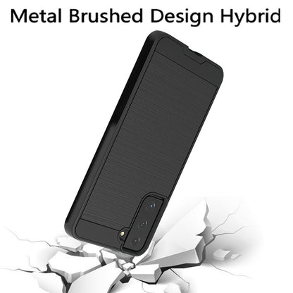 Samsung Galaxy S22 /Plus Ultra Hybrid Rugged Brushed Metallic Design [Soft TPU + Hard PC] Dual Layer Shockproof Armor Impact Slim  Phone Case Cover