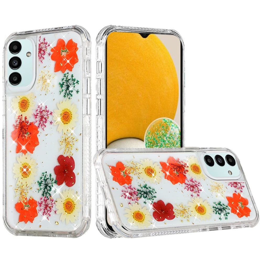 For SSamsung Galaxy A53 5G Beautiful Sparkle Glitter Floral Epoxy Design Shockproof Hybrid Fashion Bling Rubber TPU  Phone Case Cover