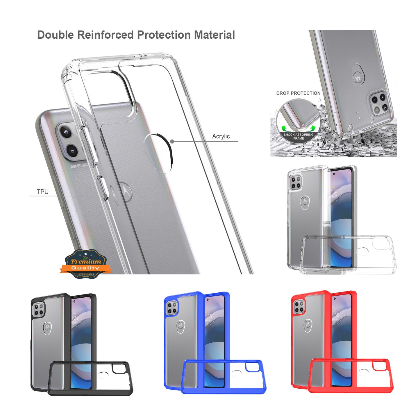 For Samsung Galaxy A23 5G Hybrid Crystal Clear Transparent Shock-Absorption Bumper with TPU + Hard PC Back Frame  Phone Case Cover