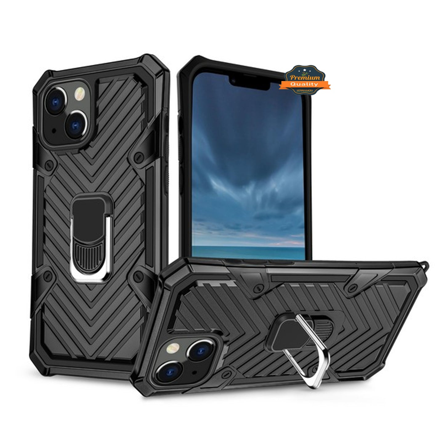 For Apple iPhone 13 Pro Max (6.7") Stand Ring Holder Finger Loop with Magnetic Grip Kickstand Hybrid Shockproof Armor Hard  Phone Case Cover