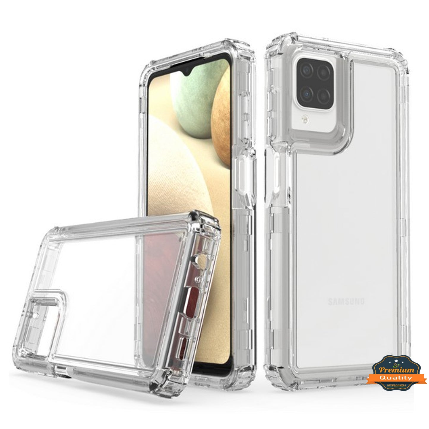 For Boost Mobile Celero 5G Transparent 3 Layer Heavy Duty Rugged Full Body Shockproof Hybrid Hard PC + TPU Bumper Protective  Phone Case Cover