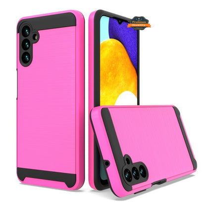 For Samsung Galaxy A13 5G Slim Rugged TPU Hard Brushed Metal Texture Hybrid Dual Layer Defender Armor Shock Absorbing  Phone Case Cover