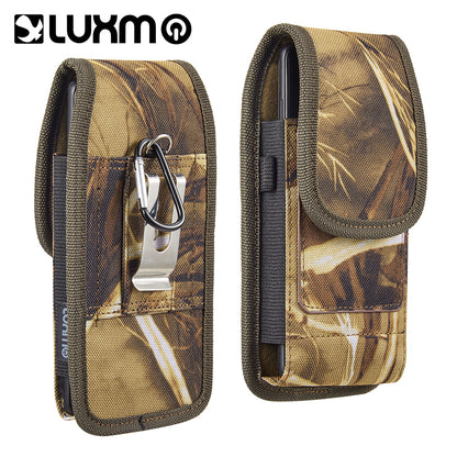 Universal Vertical Nylon Cell Phone Holster Case with Dual Credit Card Slots, Belt Clip Pouch and Belt Loop for Apple iPhone Samsung Galaxy LG Moto All Mobile phones Size 6.3" Universal Nylon [Camo Print]