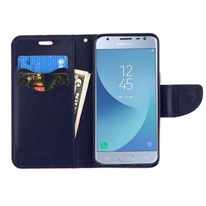 For Samsung Galaxy J3 (2018)/ Galaxy J3 Star/ Galaxy J3 PU Leather Wallet with Credit Card Holder Storage Folio Flip Pouch Stand Pink/ Blue Phone Case Cover
