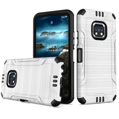 For Nokia XR20 Hybrid Dual Layer Slim Defender Armor Tuff Metallic Brush Texture Finishing Shockproof Hard PC + TPU Rubber  Phone Case Cover