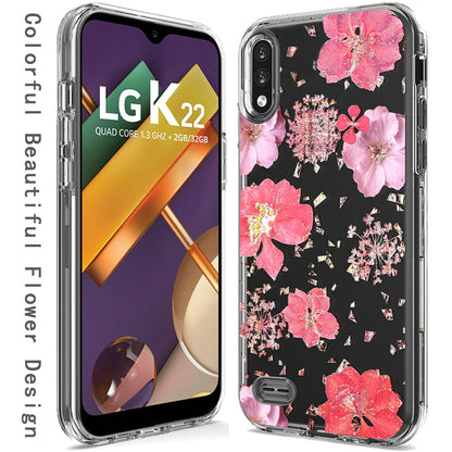 For Samsung Galaxy A33 5G Glitter Floral Print Pattern Clear Design Shockproof Hybrid Fashion Sparkle Rubber TPU Bumper  Phone Case Cover