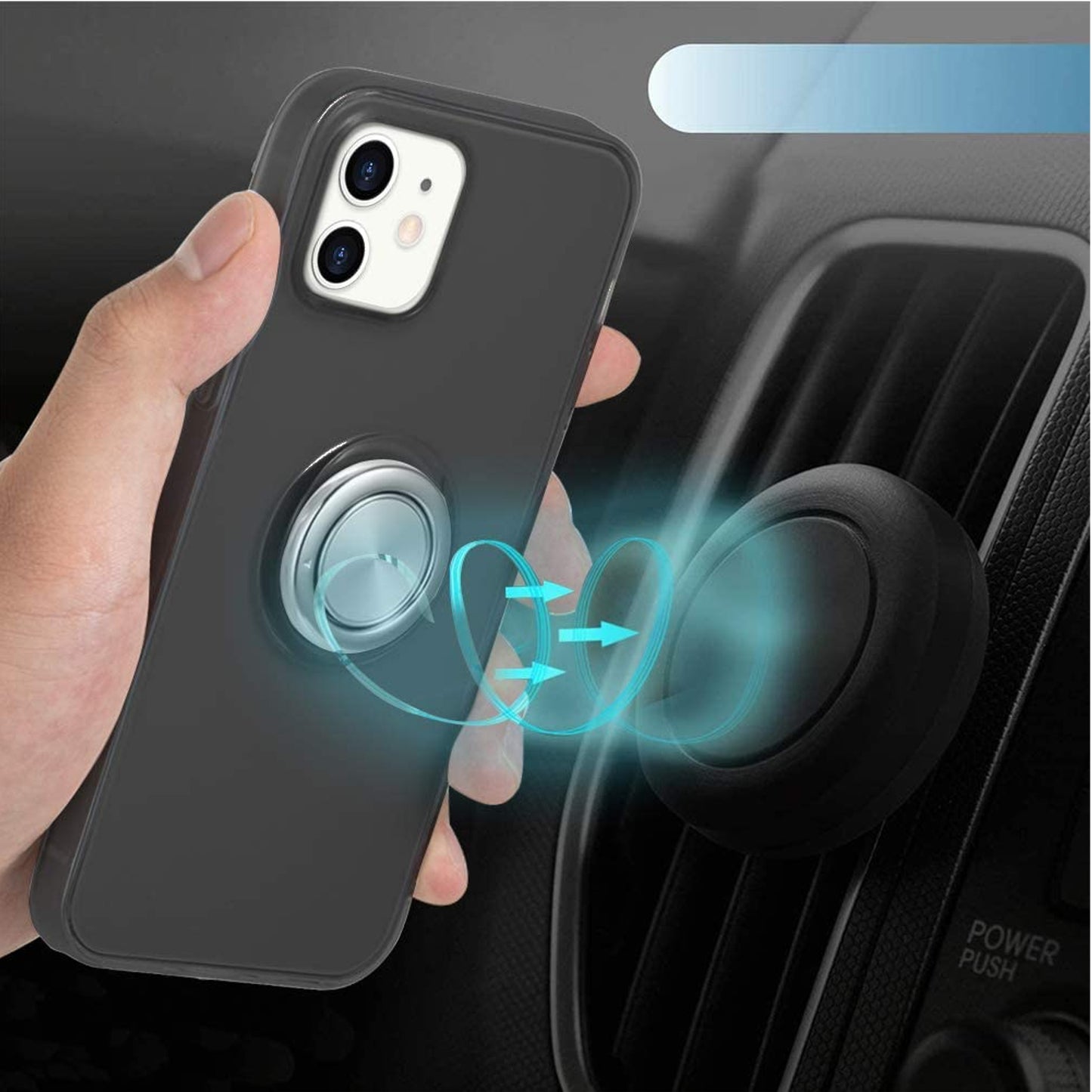 For Apple iPhone 13 /13 Mini/ 13 Pro/ 13 Pro Max Slim Rubber Hybrid 360° Ring Holder Stand Kickstand Fit Car Mount Shockproof Bumper Protection  Phone Case Cover