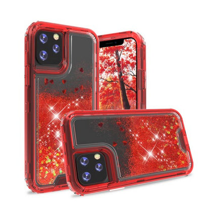 For Apple iPhone 13 Pro (6.1") Hybrid Liquid Glitter 3D Bling Quicksand Flowing Sparkle Hard Shockproof 3in1 TPU Heavy Duty  Phone Case Cover