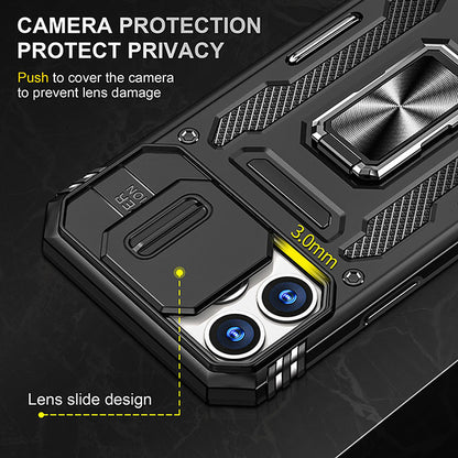 For Apple iPhone 14 /Plus Pro Max Kickstand & Slide Camera Lens Protection + 360° Rotate Ring Stand, Hybrid Shockproof  Phone Case Cover