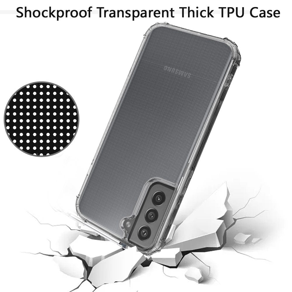 For Samsung Galaxy S21 FE /Fan Edition Hybrid Transparent Thick Pure TPU Rubber Silicone 4 Corners Gel Shockproof Protective Slim Back Clear Phone Case Cover