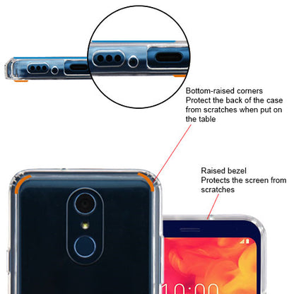 For LG Q7, LG Q7+ Slim Fit Hybrid Transparent Rubber Gummy Hard PC Silicone Durable Protective Clear Phone Case Cover