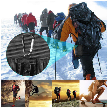 For Samsung Galaxy A23 5G Universal Pouch Case Vertical Phone Holster Durable Nylon Cover with Belt Clip Loop, Velcro & Hook Carabiner [Black]