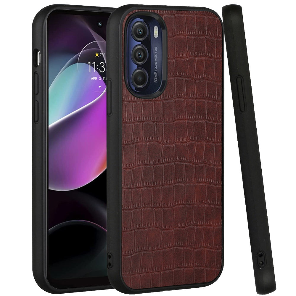 For Motorola Moto G 5G 2022 Thin PU Leather Crocodile Design Flip Snap On Hybrid Shockproof TPU PC Hard Shell Durable  Phone Case Cover