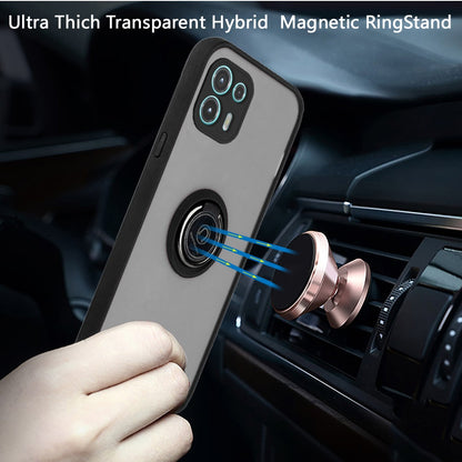 For Motorola Edge 20 Lite Hybrid Protective PC & TPU Shockproof with 360° Rotation Ring Magnetic Metal Stand & Covered Camera  Phone Case Cover