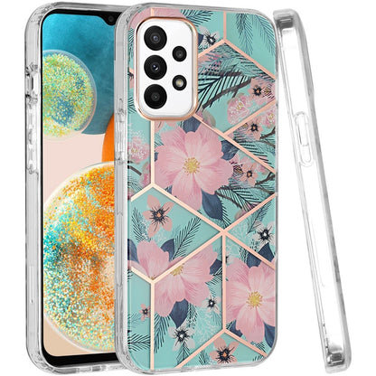 For Samsung Galaxy A23 5G Fashion Floral IMD Design Flower Pattern Hybrid Protective Hard Rubber TPU Slim Back  Phone Case Cover