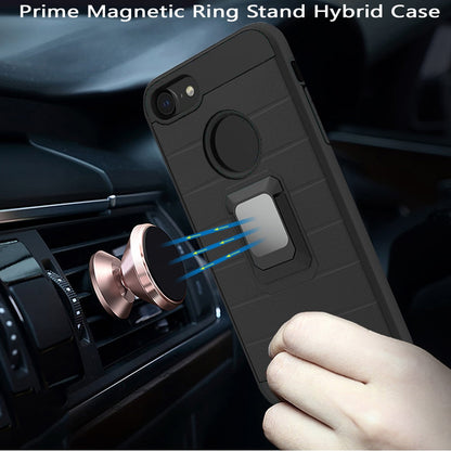 For Apple iPhone SE 2022 /SE 2020/8/7 Magnetic Ring Holder Rubber Hybrid Kickstand Texture Rugged Armor Heavy Duty  Phone Case Cover