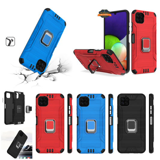For Samsung Galaxy A03S Slim Thin Rugged Shockproof Hybrid with Magnetic Ring Stand Holder Hard PC Silicone TPU Rubber  Phone Case Cover