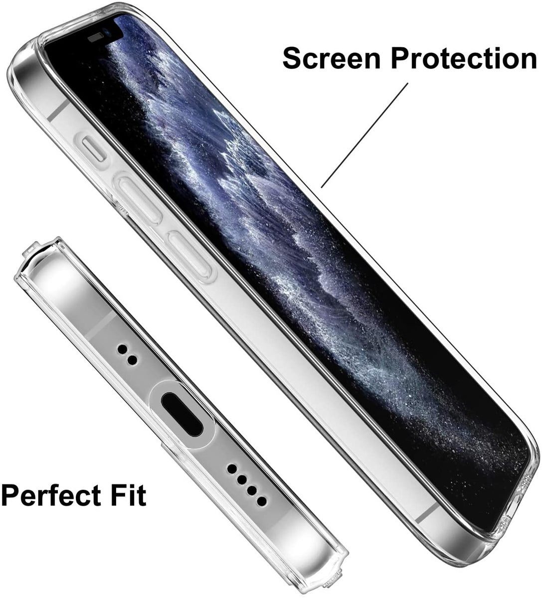 For Apple iPhone 11 (6.1") Transparent Designed Slim Thick Hybrid Hard PC Back and TPU Frame Bumper Protective Matte Black Phone Case Cover