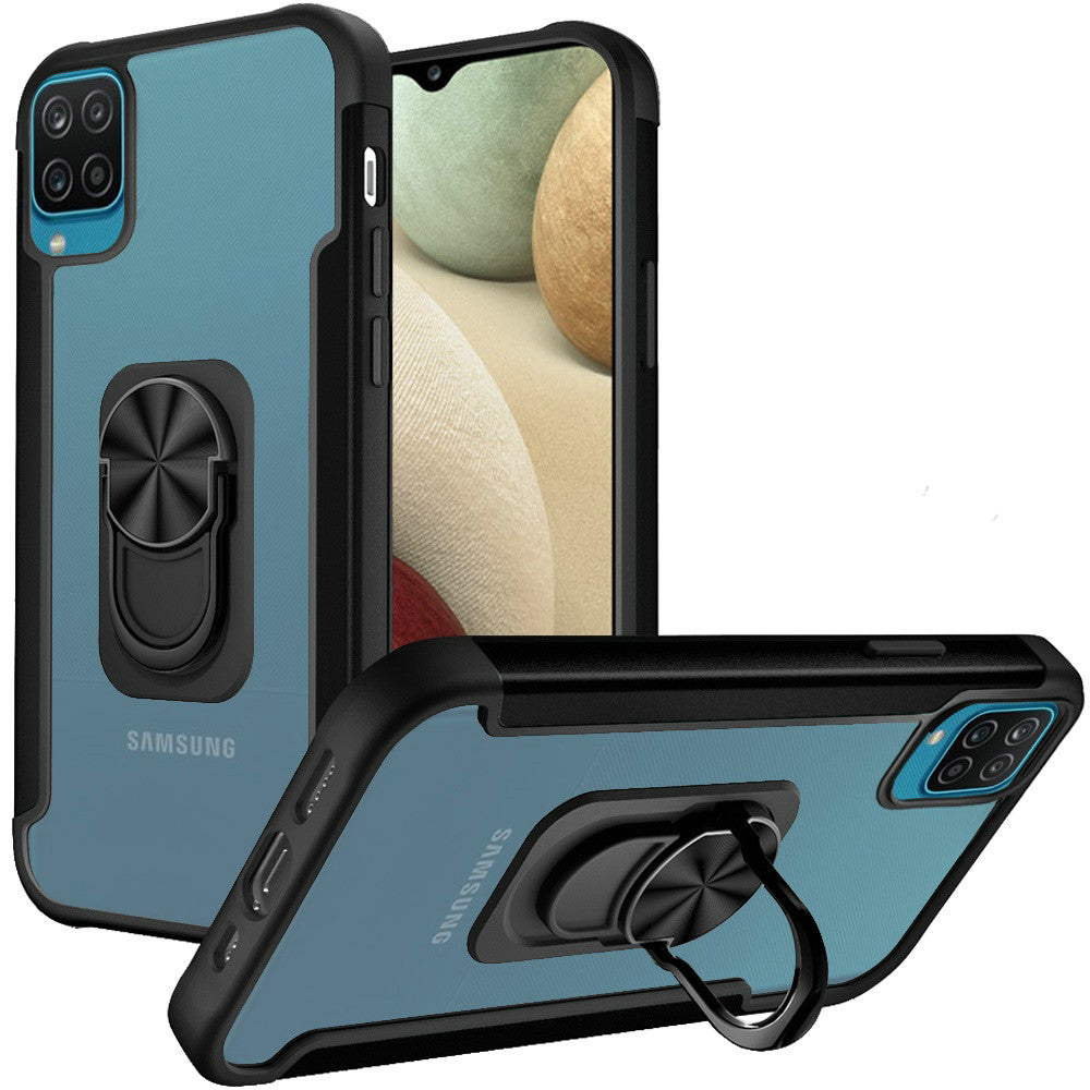 For Samsung Galaxy S22 Clear Military Grade Design Hybrid Protective with Ring Holder Kickstand [Magnetic Car Mount Feature]  Phone Case Cover