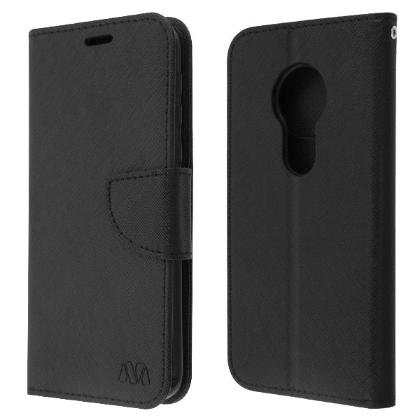 For Alcatel T-Mobile Revvlry PU Leather Wallet with Credit Card Holder Storage Folio Flip Pouch Stand Black Phone Case Cover