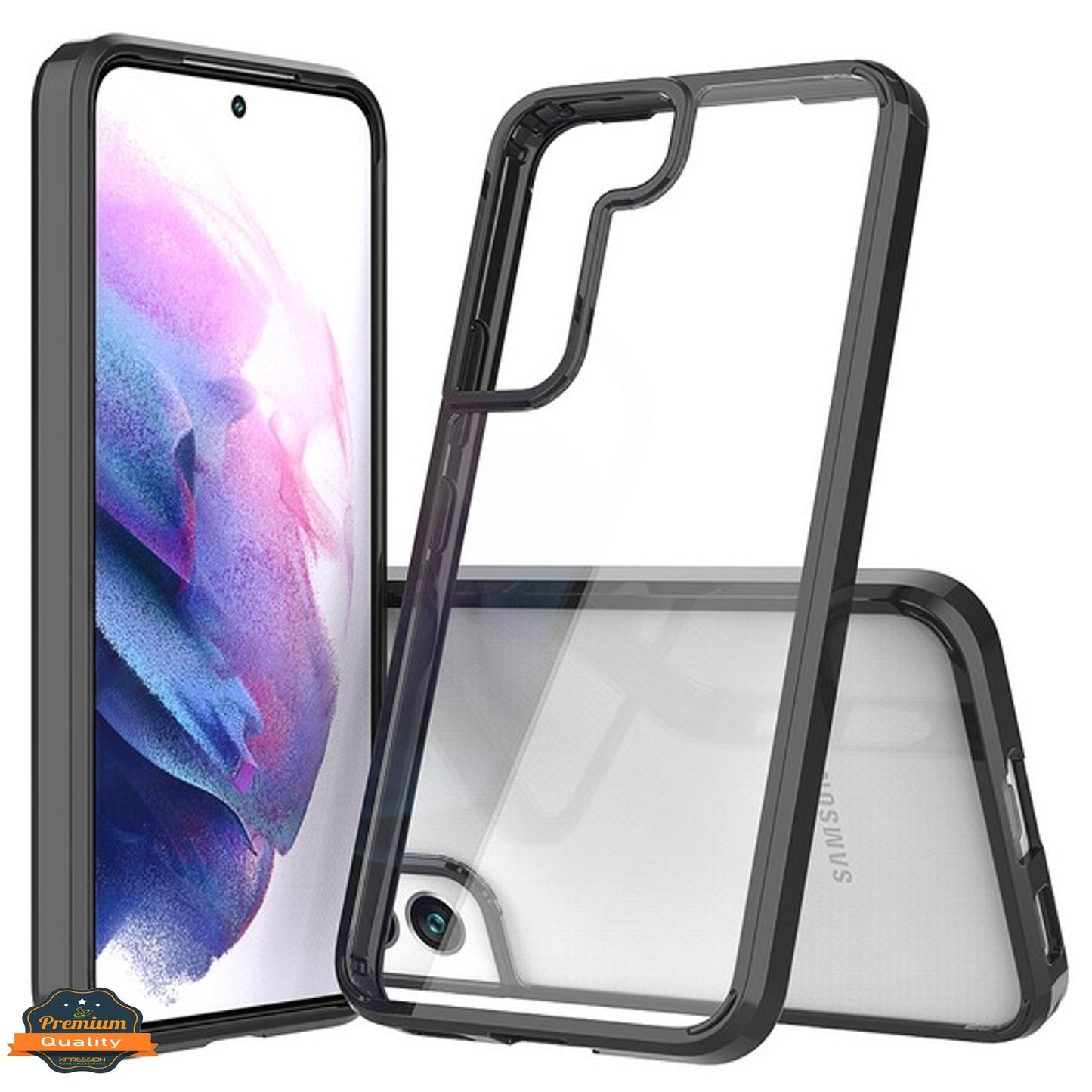 For Samsung Galaxy S22+ Plus Crystal HD Clear Transparent Back Panel + TPU Bumper Hybrid Thin Slim Hard Shockproof Defender  Phone Case Cover