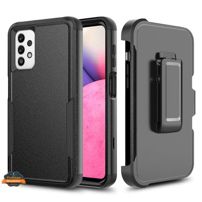 For Samsung Galaxy A54 5G Heavy Duty Rugged Shockproof Protection Hybrid Kickstand with Swivel Belt Clip Holster Black Phone Case Cover