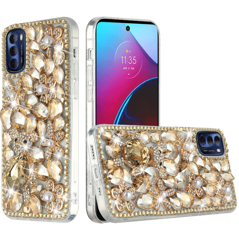 For Motorola Moto G Stylus 2022 4G Bling Clear Crystal 3D Full Diamonds Luxury Sparkle Rhinestone Hybrid  Phone Case Cover