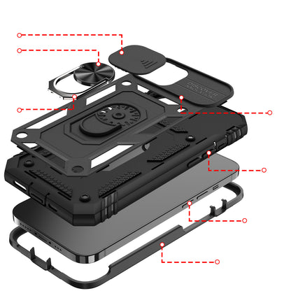 For Apple iPhone 14 (6.1") Hybrid Built-in 360° Rotate Magnetic Ring Stand with Camera Protection Heavy Duty Shockproof  Phone Case Cover