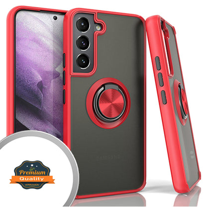 For Samsung Galaxy S22 /Plus Ultra Finger Ring Stand Holder Kickstand Hybrid Frosted Matte Soft TPU Hard PC Frame Shock-Absorption Ultra Thin  Phone Case Cover