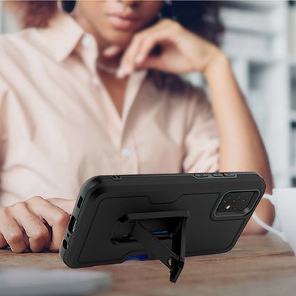 For Samsung Galaxy A23 5G Armor Belt Clip with Credit Card Holder ID Slot, Holster, Kickstand Protective Heavy Duty Hybrid Black Phone Case Cover