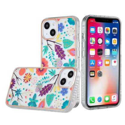 For Apple iPhone 13 Pro (6.1") Stylish Design Floral IMD Hybrid Rubber TPU Hard Shockproof Armor Rugged Slim Fit  Phone Case Cover