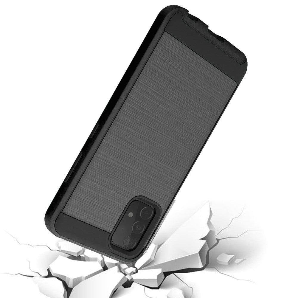 For Apple iPhone 13 (6.1") Hybrid Rugged Brushed Metallic Design [Soft TPU + Hard PC] Dual Layer Shockproof Armor Impact  Phone Case Cover