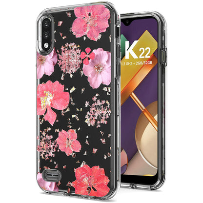 For Samsung Galaxy A33 5G Glitter Floral Print Pattern Clear Design Shockproof Hybrid Fashion Sparkle Rubber TPU Bumper  Phone Case Cover