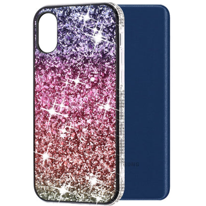 For Samsung A03 Core Rhinestone Sparkling Rainbow Gradual Glitter Full Diamond Bling Protective Hybrid Rugged Bumper  Phone Case Cover