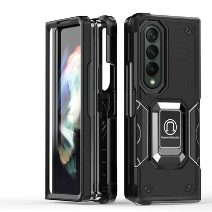 For Samsung Galaxy Z Fold 4 5G Hybrid Cases with Magnetic Ring Holder Kickstand Heavy Duty Rugged Silicone Shockproof  Phone Case Cover