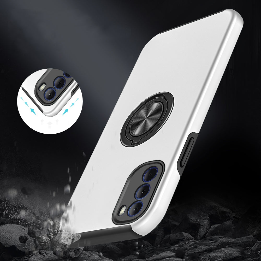 For Motorola Moto G Stylus 5G 2022 Hybrid 360 Degree Rotatable Metal Invisible Ring Stand Holder Fit Magnetic Car Mount  Phone Case Cover