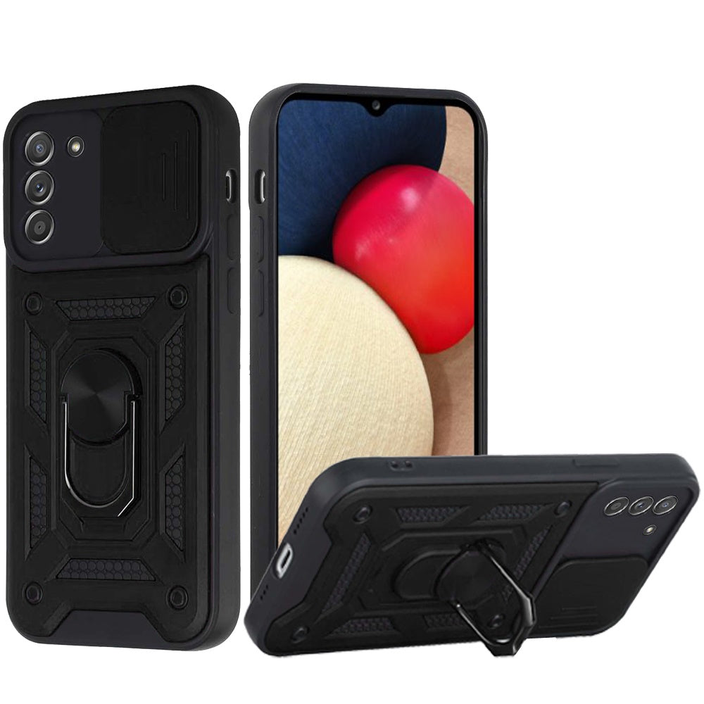 For OnePlus 10T 5G Hybrid Cases with Slide Camera Lens Cover and Ring Holder Kickstand Rugged Dual Layer Heavy Duty  Phone Case Cover