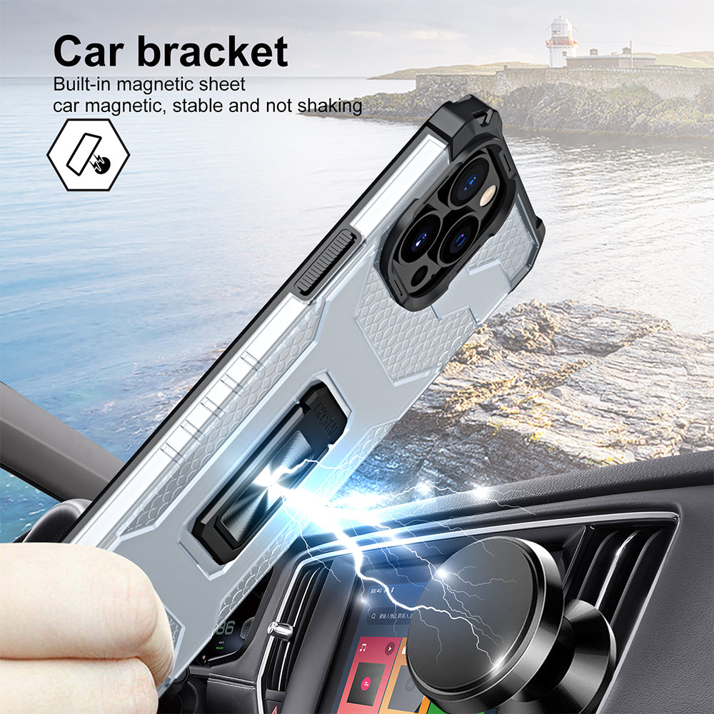 For Apple iPhone 13 /Pro Max Rugged Hybrid Armor with Magnetic Kickstand Ring Holder Anti-Shock Corner & Camera Protection  Phone Case Cover