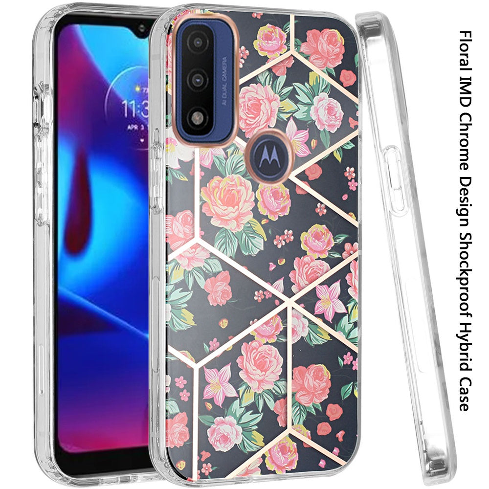 For Motorola Moto G Pure /G Power 2022 Fashion Floral IMD Design Flower Hybrid Protective Hard Rubber TPU Slim Back Shockproof  Phone Case Cover