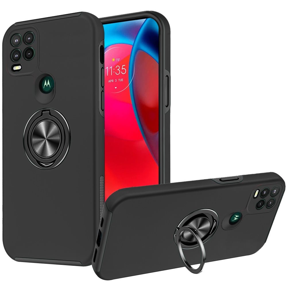 For Motorola Moto G Stylus 5G 2021 Hybrid 360 Rotatable Invisible Ring Stand Holder Fit Magnetic Car Mount Shockproof Slim  Phone Case Cover