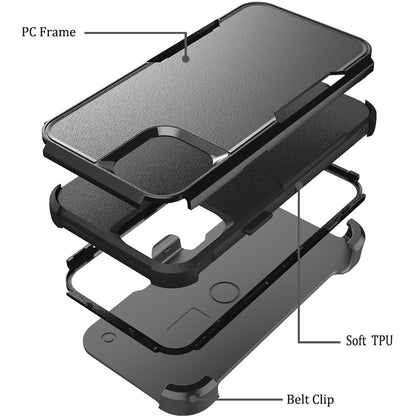 For Apple iPhone SE 2022 /SE 2020/8/7 Hybrid Rugged Shockproof 3-Layer Military Tough with Swivel Belt Clip Kickstand & Holster  Phone Case Cover