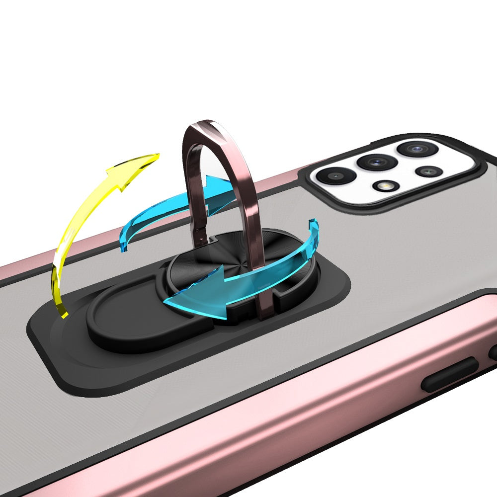 For Samsung Galaxy A33 5G Clear Military Grade Design Hybrid Protective with Ring Holder Kickstand [Magnetic Car Mount Feature]  Phone Case Cover