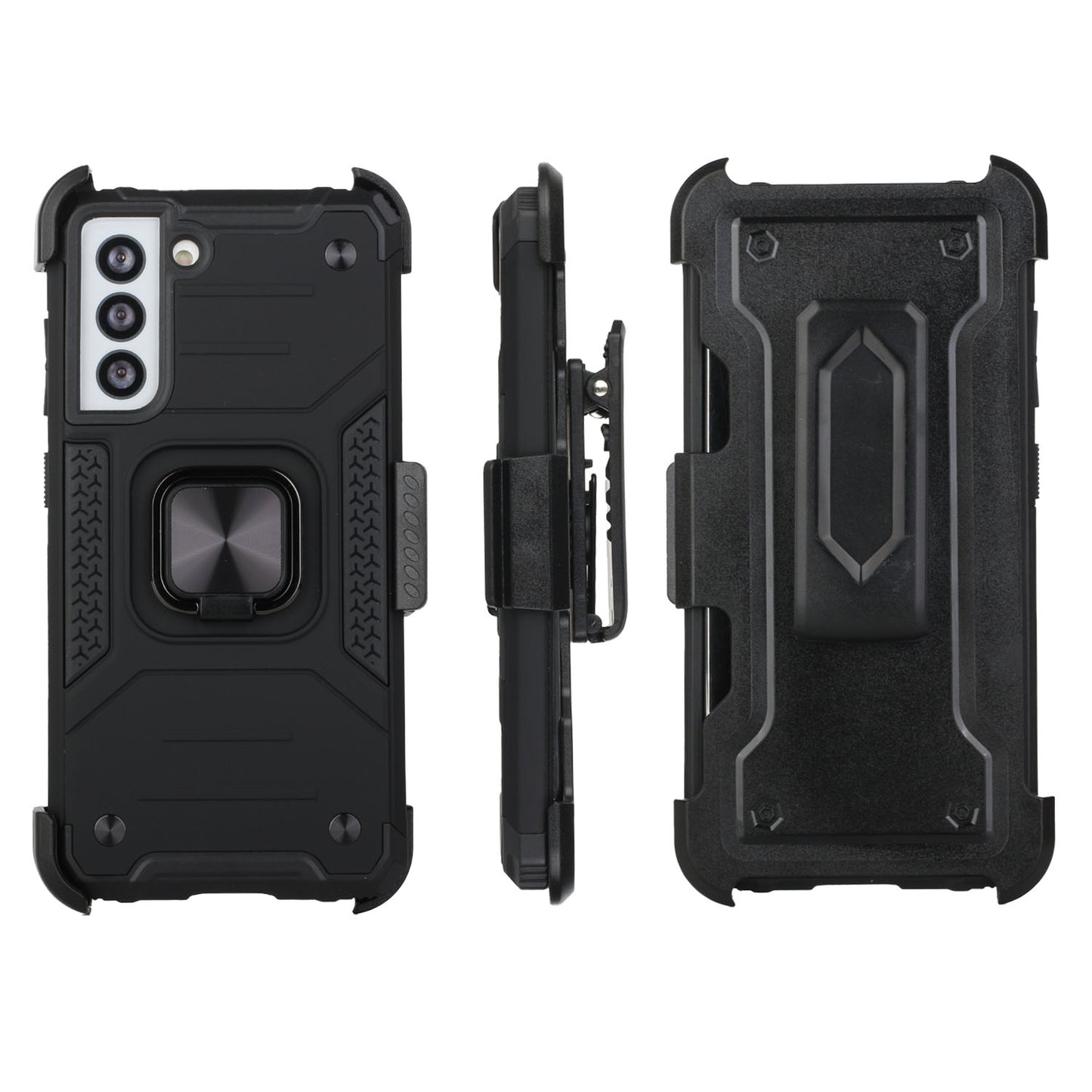 For Samsung Galaxy S21 FE /Fan Edition Holster Combo Clip 3 in 1 Armor Hybrid with Ring Kickstand Shockproof Rugged Dual Layer  Phone Case Cover