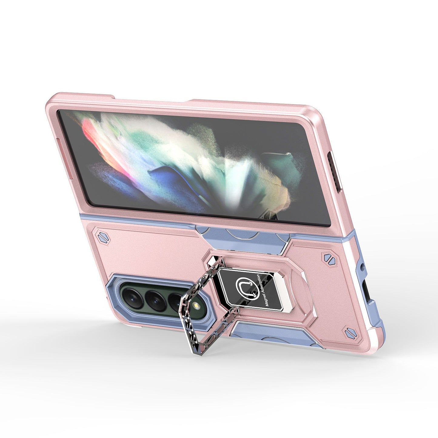 For Samsung Galaxy Z Fold 4 5G Hybrid Cases with Magnetic Ring Holder Kickstand Heavy Duty Rugged Silicone Shockproof  Phone Case Cover