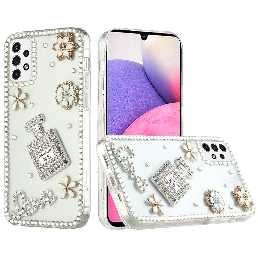 For Samsung Galaxy A33 5G Bling Crystal 3D Full Diamonds Luxury Sparkle Transparent Rhinestone Glitter Hybrid Bumper  Phone Case Cover