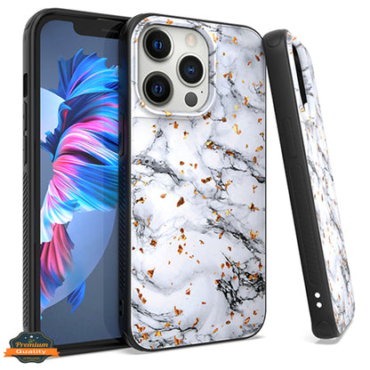 For Apple iPhone 13 /Pro Max Mini Marble Fashion Stone Stylish Flake Glitter Bling Hybrid Ultra Slim Glossy Soft TPU Rubber Hard PC Protection  Phone Case Cover