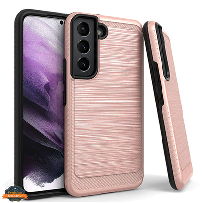 For Samsung Galaxy S22 /Plus Ultra Armor Brushed Texture Rugged Carbon Fiber Design Shockproof Dual Layers Hard PC + TPU Protective  Phone Case Cover